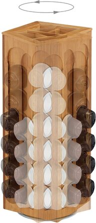 Relaxdays Kapselhalter für Dolce Gusto Kaffeekapseln, drehbar, Kaffee Kapselspender, Bambus, HBT: 40,5x14x14 cm, natur