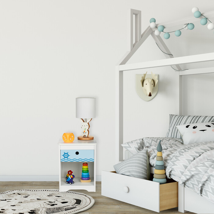 Relaxdays Nachttisch für Kinder mit Schublade