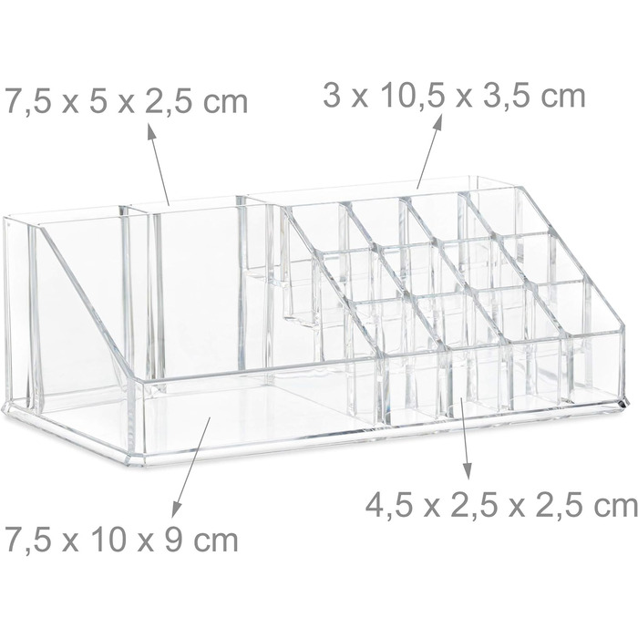 Relaxdays 1 x Make Up Organizer mit Schubladen, stapelbarer Schmuckkasten für Make Up, Acryl Schminkaufbewahrung, transparent 1 Transparent 1 Stück