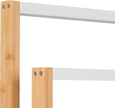 Relaxdays Handtuchständer, Bambus, 3 Stangen & Ablage, 82x55x24 cm, freistehend, Natur/weiß