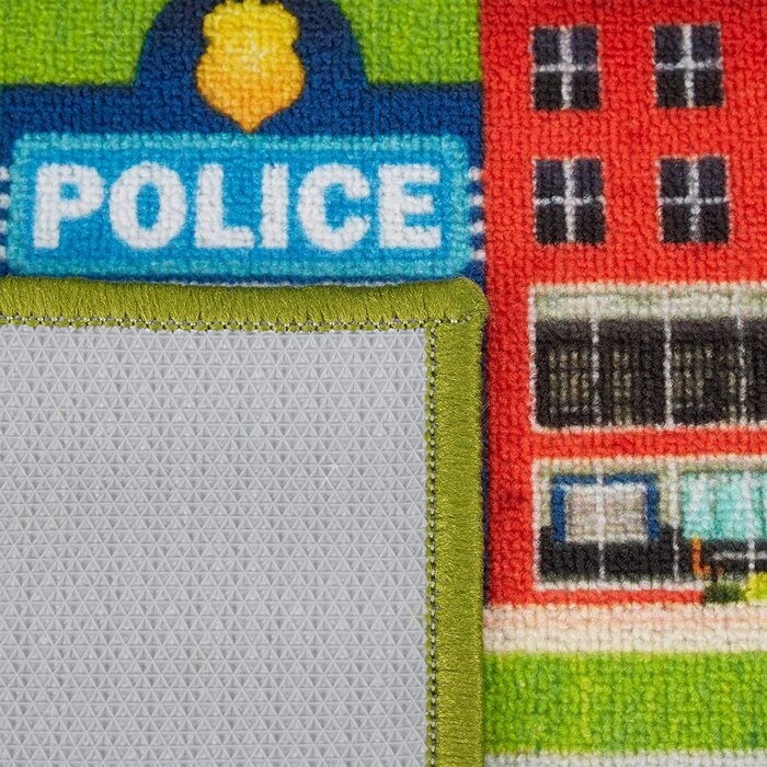 Relaxdays Spielteppich Straße, Stadt-Motiv, rutschfest, Autoteppich für Jungs & Mädchen, Polyester, BxT 150x100 cm, bunt, 1 S