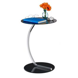 Relaxdays Schwarzer Beistelltisch aus Glas