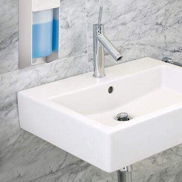 Relaxdays Eurospender 500 ml, Seifenspender Wandmontage, Desinfektionsmittelspender, Bügel-Mechanik, weiß