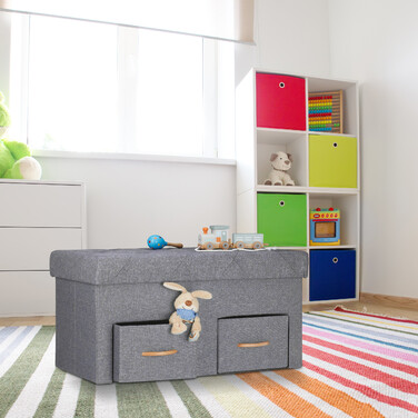 Relaxdays Graue Sitzbank mit 2 Schubladen