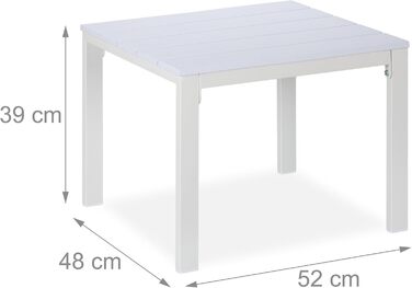 Relaxdays Beistelltisch Balkon, wetterfest, für Terrasse & Garten, 39x52x48 cm, Outdoortisch, Weiß