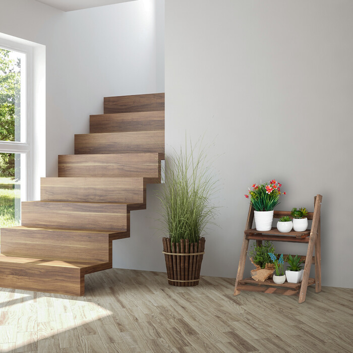 Relaxdays Blumentreppe Holz dunkelbraun