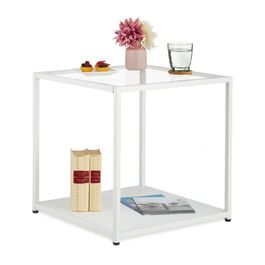 Relaxdays Beistelltisch Quader mit Glas