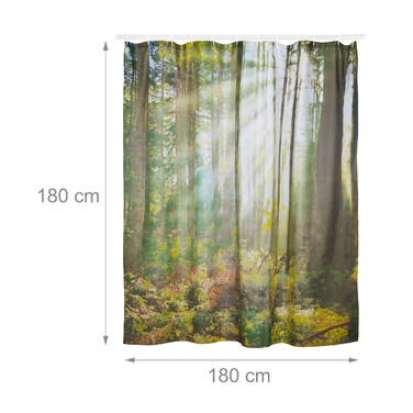 Relaxdays Duschvorhang Wald 180 x 180 cm