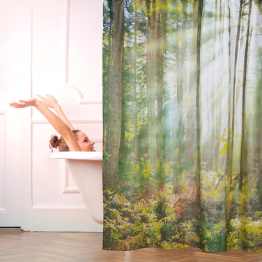 Relaxdays Duschvorhang Wald 180 x 180 cm