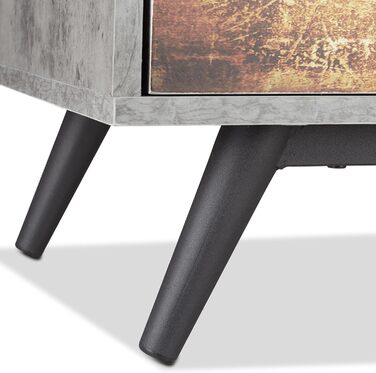 Relaxdays Vintage Kommode, Lowboard Betonoptik, Motiv-Schublade, 68x60x40 cm, grau