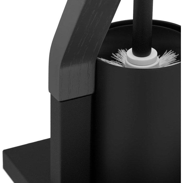 Relaxdays WC Garnitur, stehender Toilettenpapierhalter, Toilettenbürste mit Bürstenhalter, 75x18,5x18,5 cm, schwarz/grau