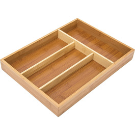 Relaxdays Bambus Besteckkasten 4x25x34cm - 4 Fächer, Küchenorganizer