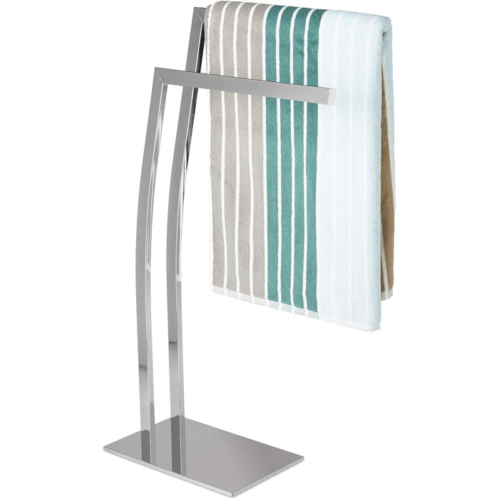 Relaxdays Handtuchhalter WIMEDO 84x32x20cm, 2 Handtuchstangen, Edelstahl