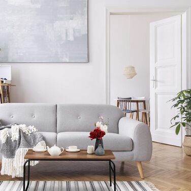 Relaxdays Couchtisch, Industrial Design, rechteckig, niedrig, Materialmix, Holzoptik, Wohnzimmertisch, braun/schwarz