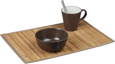 Relaxdays Tischset 6 teilig, Platzdeckchen, Bambus, rutschhemmende Unterseite, 30 x 45 cm, 6er Platzset, 6 Tischmatten, abwis