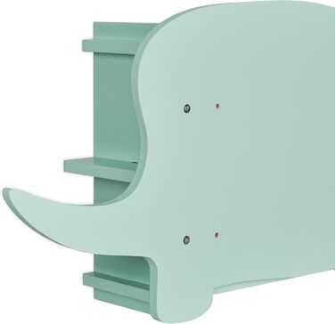 Relaxdays Kinderregal Dino, 2 Fächer, Bücherregal, HBT: 43,5x84x13,5 cm, türkis, Faserplatte
