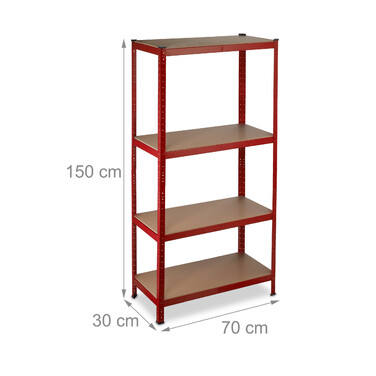 Relaxdays Schwerlastregal 150 cm rot