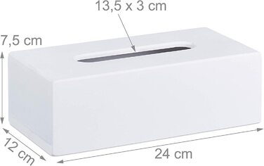 Relaxdays Tücherbox Bambus, Taschentuchbox mit Schiebeboden, Tissue Box für Taschentücher, HxBxT: 7,5 x 24 x 2 cm, weiß 0023252 (2)