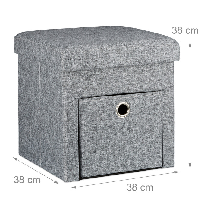 Relaxdays Faltbarer Sitzhocker Leinen mit Fach
