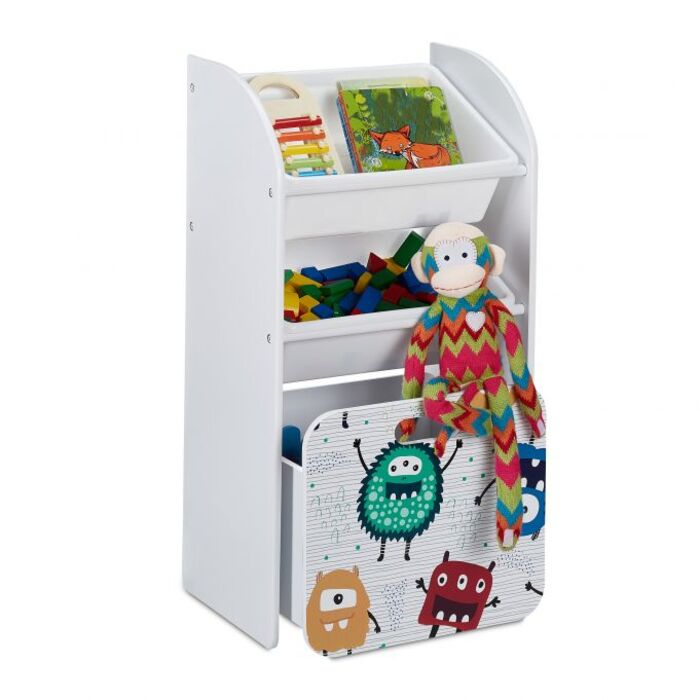 Relaxdays Schmales Kinderregal mit Monstern