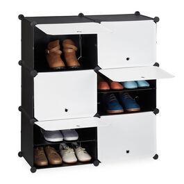 Relaxdays Schuhschrank in Schwarz-Weiß 12 Fächer