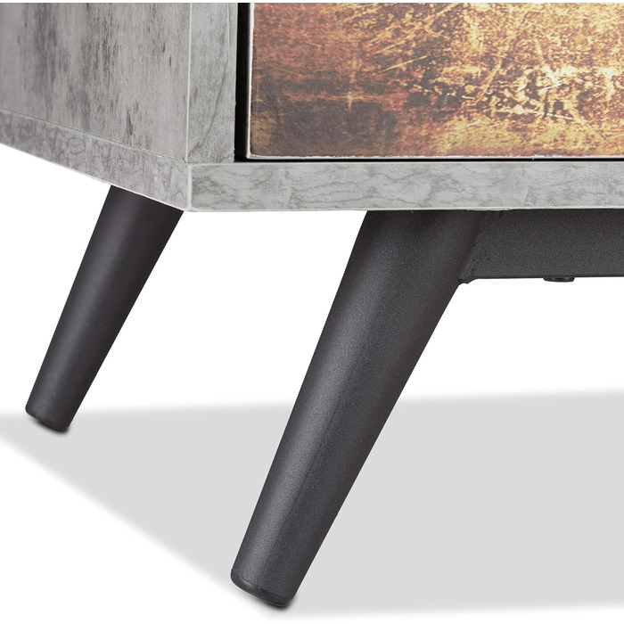 Relaxdays Vintage Kommode, 4 Schubladen, Lowboard in Betonoptik, Motiv, HBT: 68x60x40 cm, grau