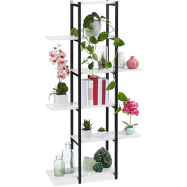Relaxdays Pflanzenregal, Blumentreppe 6 Ablagen, 150x78x24 cm, Stahl & MDF, (Schwarz/Weiß)