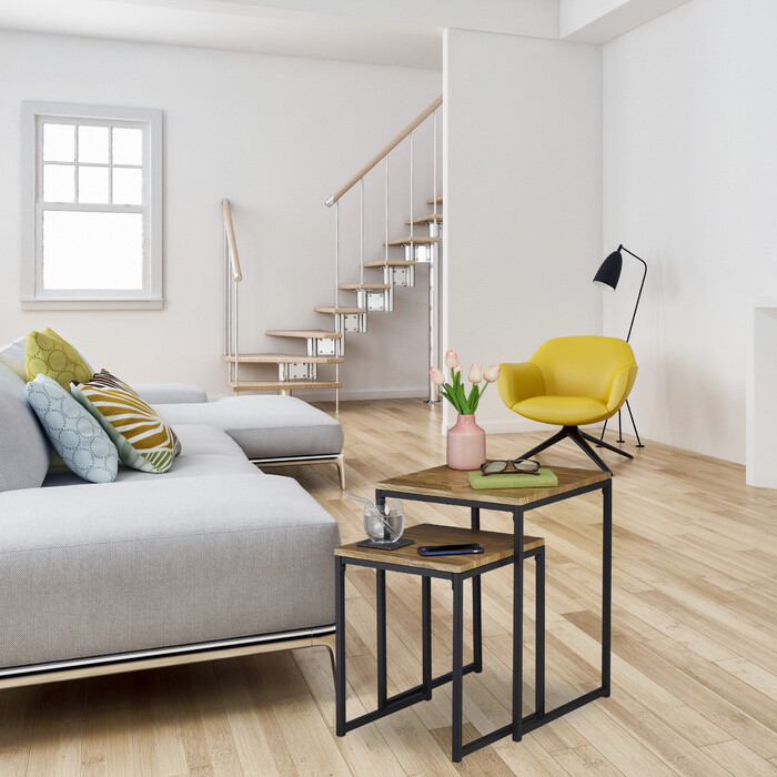 Relaxdays Beistelltisch 2er Set Holzoptik