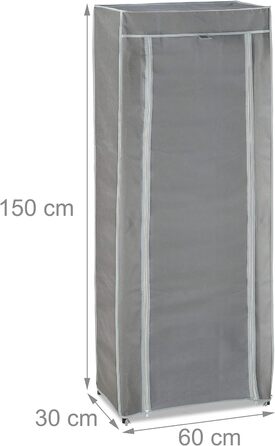 Relaxdays Schuhschrank, 9 Fächer, 27 Paar Schuhe, abnehmbarer Bezug, HxBxT 150x60x30cm, anthrazit