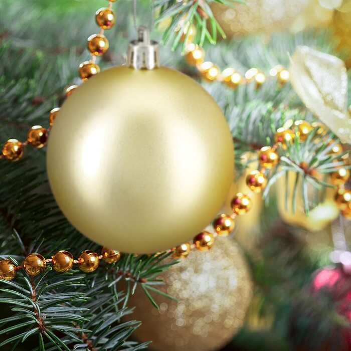 Relaxdays Weihnachtskugeln, 100er Set, Weihnachtsdeko, matt, glänzend, glitzernd, Christbaumkugel ∅ 3, 4 & 6 cm, (Gold)