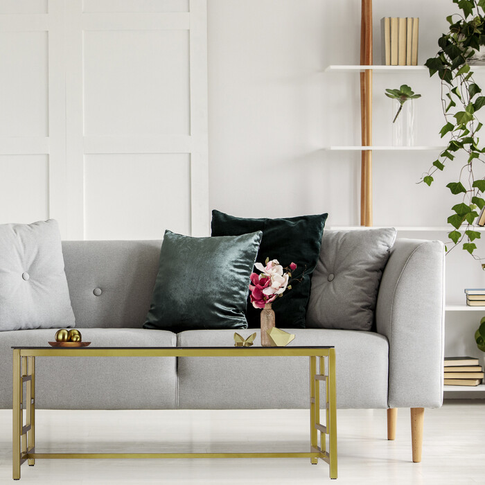 Relaxdays Couchtisch Glas Schwarz & Gold