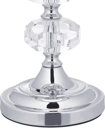 Relaxdays Tischlampe, Samt und Kristall, HxD: 47 x 26 cm, E14-Fassung, Nachttischlampe, indirekte Beleuchtung, rosa