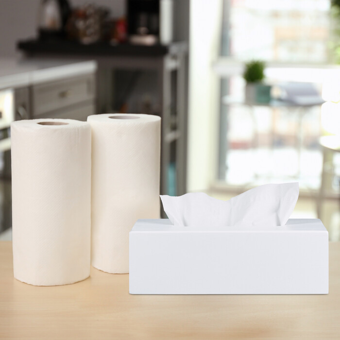 Relaxdays Kosmetiktuchbox Bambus weiß