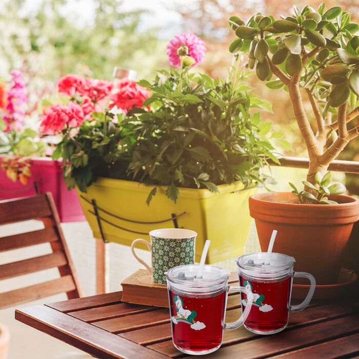Relaxdays 2er Set Kindergläser mit Pferdemotiv