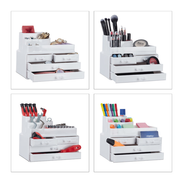 Relaxdays Make Up Organizer mit 4 Schubladen