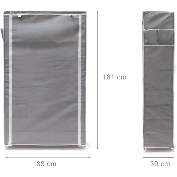 Relaxdays Schuhschrank VALENTIN - 161x88x30cm, 10 Ablagen, Stoffbezug, 45 Paar Schuhe, Anthrazit