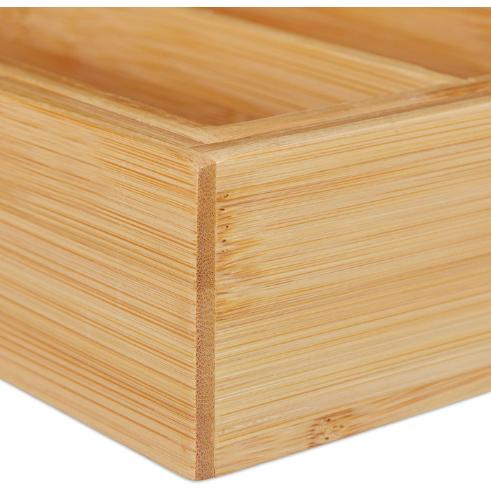 Relaxdays Besteckkasten, ausziehbar, Bambus, 6,5x38x35,5 cm, Natur