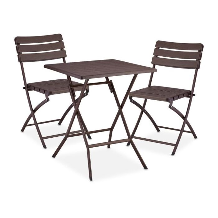 Relaxdays Balkonmöbel Set 3-teilig in Holzoptik