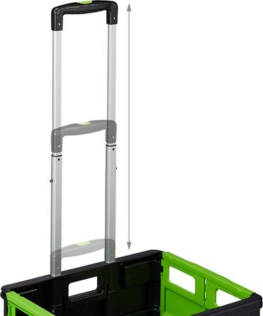 1 x Einkaufstrolley klappbar, Teleskop-Griff, 2 Gummi Rollen, bis 35 kg, Shopping Trolley, Aluminium, ABS, (Grün, 2er Pack)
