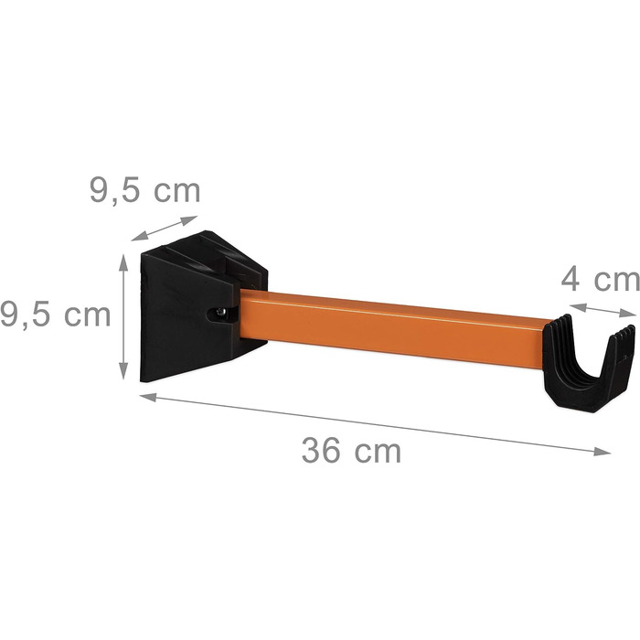 Relaxdays 6er Set Fahrrad Wandhalterung, Fahrradaufhängung, Fahrradwandhalter, Wand, HxBxT: 9,5 x 36 x 9,5 cm, orange-schwarz