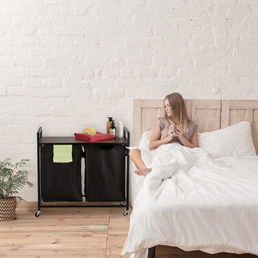 Relaxdays Wäschekorbregal mit Ablage