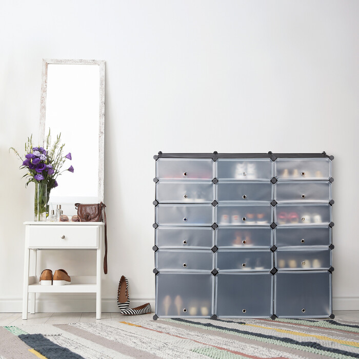 Relaxdays Schuhregal Kunststoff mit 18 Fächern