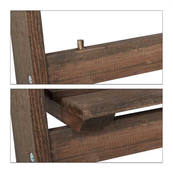 Relaxdays Blumentreppe Holz dunkelbraun
