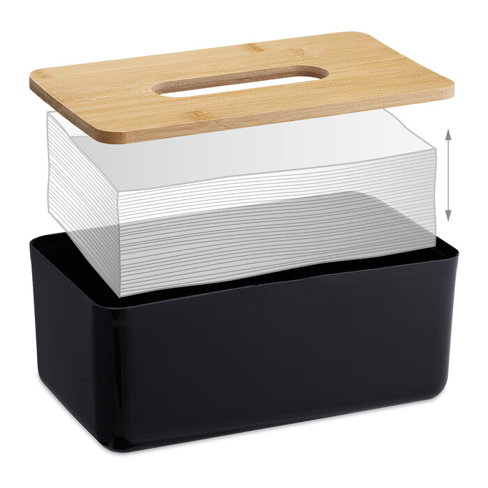 Relaxdays Kosmetiktücher Box mit Holz-Deckel