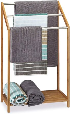 Relaxdays Beistelltisch rund skandinavisches Design, 70er, Nachttisch mit Tablett, Staufach, HxBxT: 50x38x38 cm, weiß  (Bundle mit Handtuchhalter)