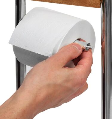 Relaxdays 10019178 WC-Garnitur Bambus und Toilettenpapierhalter, Bürstenhalter inklusive Toilettenbürste aus Kunststoff mit hygienischem Auffangbehälter rostfreier Edelstahl, natur