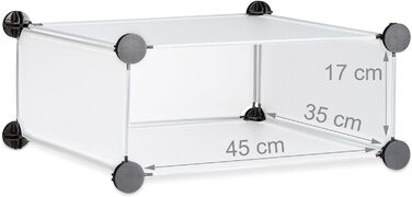 Relaxdays Schuhschrank mit 10 Fächern, Schuhregal groß, Steckregal Kunststoff, DIY, HxBxT ca. 90 x 94 x 37 cm, (Transparent)