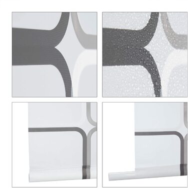Relaxdays Duschrollo Square, wasserabweisend, Retro Badrollo Wanne u. Dusche, Deckenmontage, 80x240 cm, semitransparent (240 x 160 x 5 cm)
