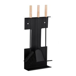 Relaxdays Kaminbesteck modern 4-teilig