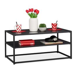 Relaxdays Couchtisch schwarz mit Ablage